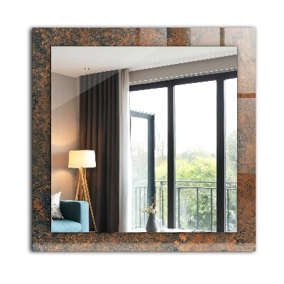 Miroir rectangulaire avec décoration Métal rouillé
