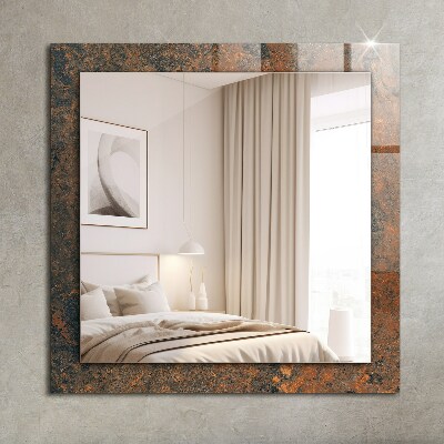 Miroir rectangulaire avec décoration Métal rouillé