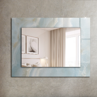Miroir rectangulaire avec décoration Marbre onyx bleu