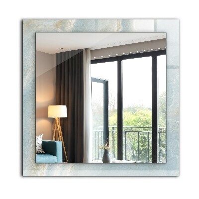 Miroir rectangulaire avec décoration Marbre onyx bleu