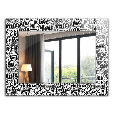 Miroir rectangulaire imprimé Inscriptions manuscrites de motivation