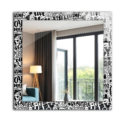 Miroir rectangulaire imprimé Inscriptions manuscrites de motivation