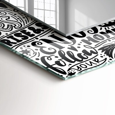 Miroir rectangulaire imprimé Inscriptions manuscrites de motivation