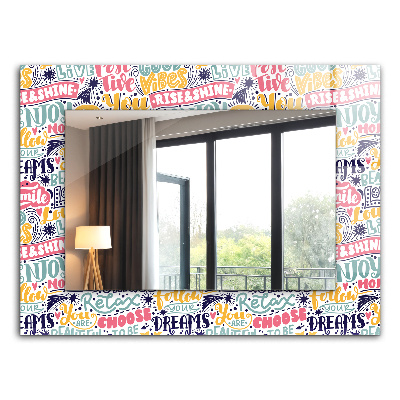 Miroir rectangulaire avec décoration Inscriptions de motivation colorées