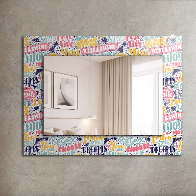 Miroir rectangulaire avec décoration Inscriptions de motivation colorées
