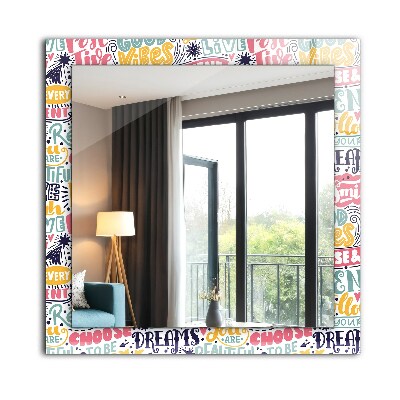 Miroir rectangulaire avec décoration Inscriptions de motivation colorées