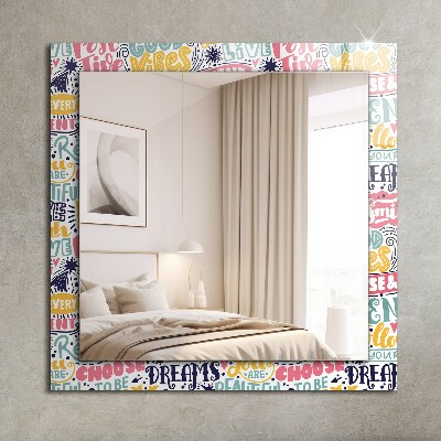 Miroir rectangulaire avec décoration Inscriptions de motivation colorées