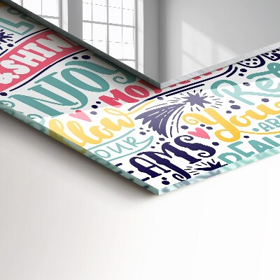 Miroir rectangulaire avec décoration Inscriptions de motivation colorées