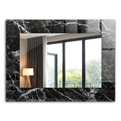 Miroir rectangulaire imprimé Marbre noir