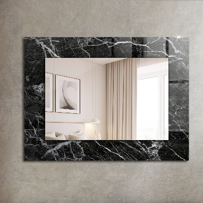 Miroir rectangulaire imprimé Marbre noir