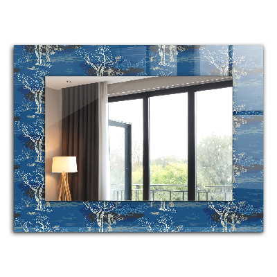 Miroir rectangulaire avec décoration Paysage d'arbres