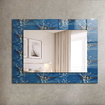 Miroir rectangulaire avec décoration Paysage d'arbres