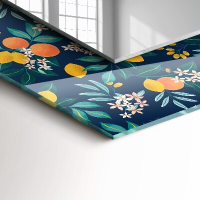Miroir rectangulaire imprimé Fleurs et fruits