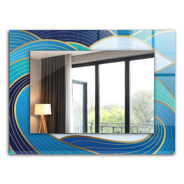 Miroir rectangulaire avec décoration Motifs de vagues bleus