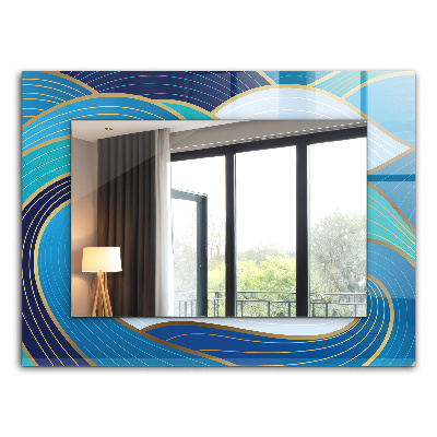 Miroir rectangulaire avec décoration Motifs de vagues bleus