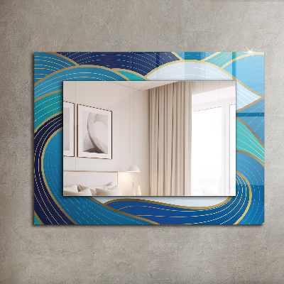 Miroir rectangulaire avec décoration Motifs de vagues bleus