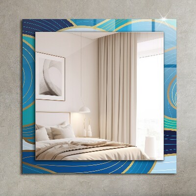 Miroir rectangulaire avec décoration Motifs de vagues bleus