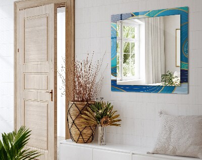 Miroir rectangulaire avec décoration Motifs de vagues bleus