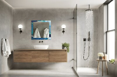 Miroir rectangulaire avec décoration Motifs de vagues bleus