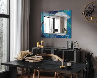Miroir rectangulaire avec décoration Motifs de vagues bleus