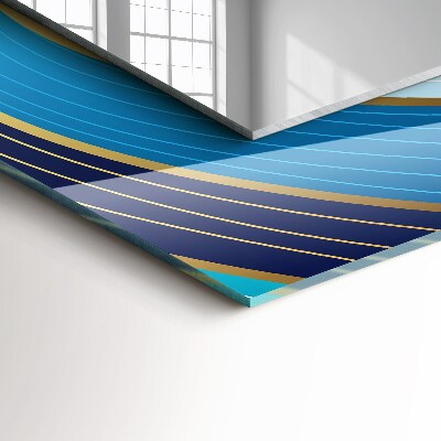 Miroir rectangulaire avec décoration Motifs de vagues bleus