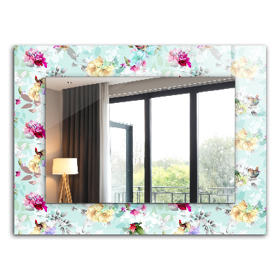 Miroir rectangulaire avec décoration Fleurs et oiseaux
