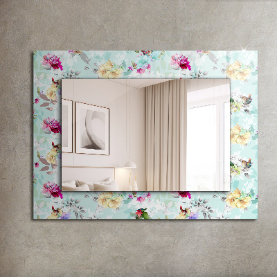 Miroir rectangulaire avec décoration Fleurs et oiseaux