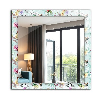 Miroir rectangulaire avec décoration Fleurs et oiseaux