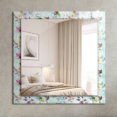Miroir rectangulaire avec décoration Fleurs et oiseaux