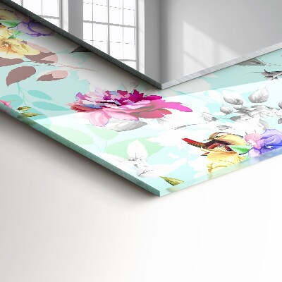 Miroir rectangulaire avec décoration Fleurs et oiseaux