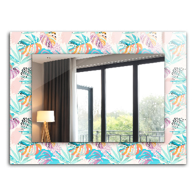 Miroir rectangulaire avec décoration Feuilles tropicales colorées