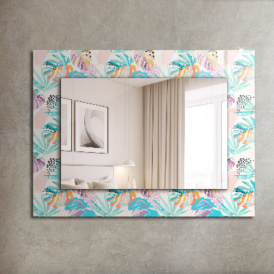 Miroir rectangulaire avec décoration Feuilles tropicales colorées