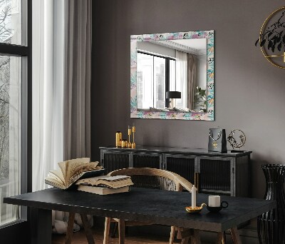 Miroir rectangulaire avec décoration Feuilles tropicales colorées
