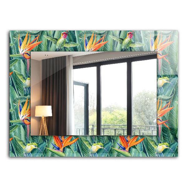 Miroir rectangulaire avec décoration Colibris et fleurs