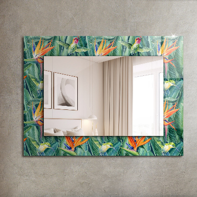 Miroir rectangulaire avec décoration Colibris et fleurs