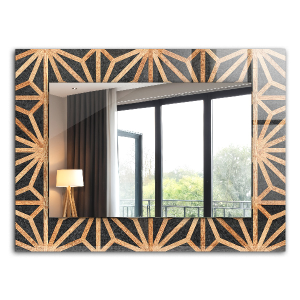 Miroir rectangulaire avec décoration Motif géométrique en bois