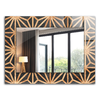 Miroir rectangulaire avec décoration Motif géométrique en bois
