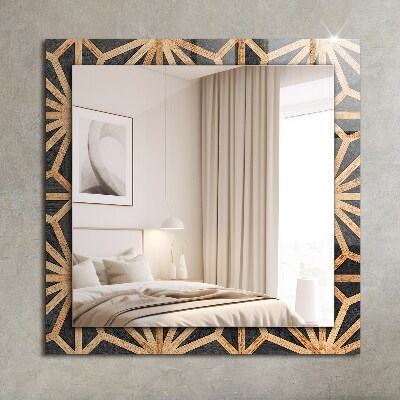 Miroir rectangulaire avec décoration Motif géométrique en bois