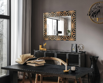 Miroir rectangulaire avec décoration Motif géométrique en bois