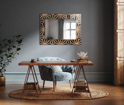 Miroir rectangulaire avec décoration Motif géométrique en bois