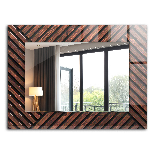 Miroir rectangulaire avec décoration Bandes diagonales en bois