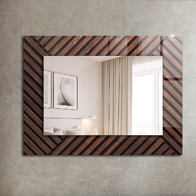 Miroir rectangulaire avec décoration Bandes diagonales en bois