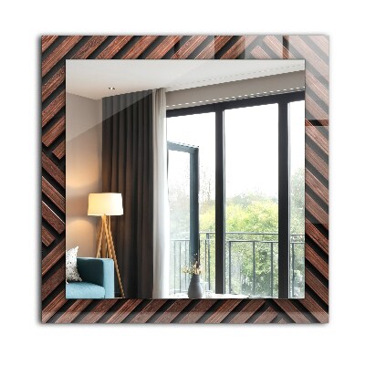 Miroir rectangulaire avec décoration Bandes diagonales en bois