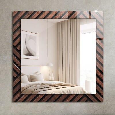 Miroir rectangulaire avec décoration Bandes diagonales en bois