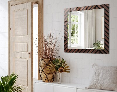 Miroir rectangulaire avec décoration Bandes diagonales en bois