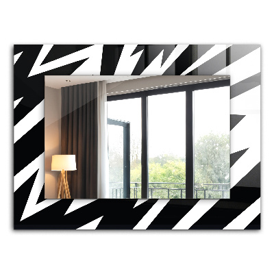 Miroir rectangulaire avec décoration Géométrie en noir et blanc