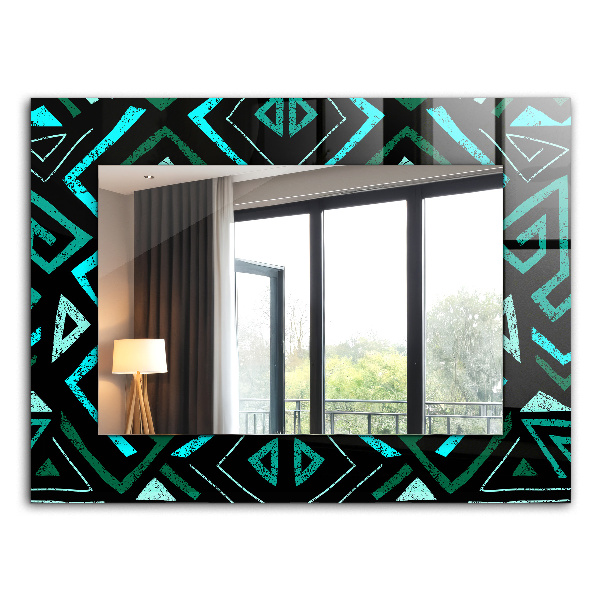 Miroir rectangulaire imprimé Motif géométrique turquoise