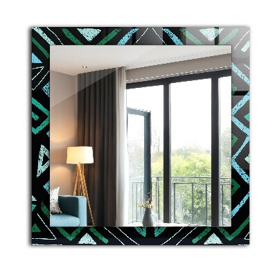 Miroir rectangulaire imprimé Motif géométrique turquoise