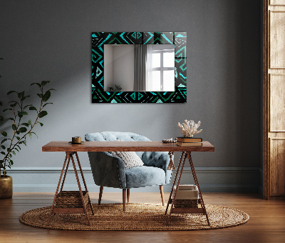 Miroir rectangulaire imprimé Motif géométrique turquoise