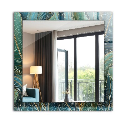 Miroir rectangulaire avec décoration Lignes de feuilles